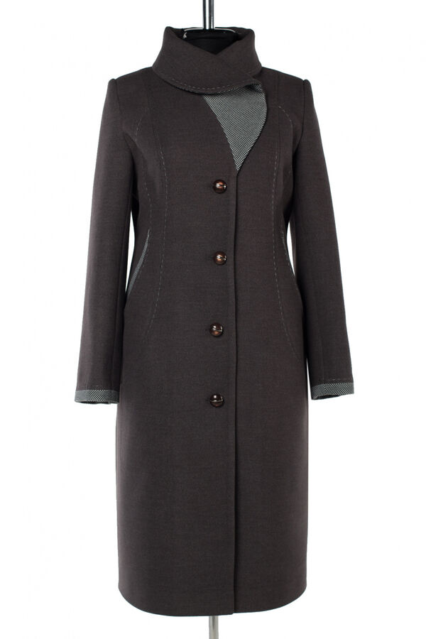 01-10197 Пальто женское демисезонное Пальтовая ткань серый