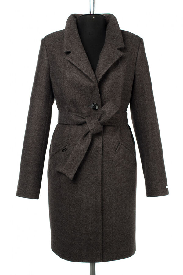 02-2987 Пальто женское утепленное (пояс) валяная шерсть темно-серый