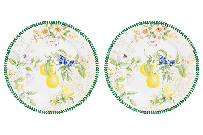Элан галерея Набор тарелок для десертов 2 пр. 19*19*2 см &quot;Лимоны&quot; NEW BONE CHINA