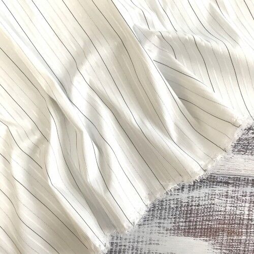 Рубашечная ткань с люрексом 22-10 Полоса цвет белый