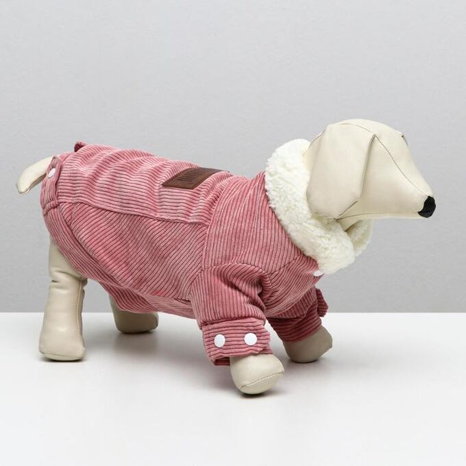 Куртка для собак вельветовая, L (ДС 34 см, ОШ 34 см, ОГ 46 см), розовая