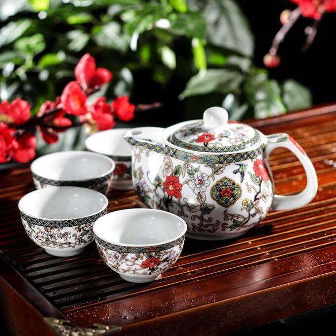 СИМА-ЛЕНД Набор для чайной церемонии «Цветение», 5 предметов: чайник 200 мл, чашка 30 мл