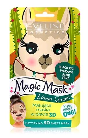 EVELINE   MAGIC MASK - LLAMA QUEEN 3D  Матирующая тканевая маска 3D &quot;Лама&quot;  5 мл.