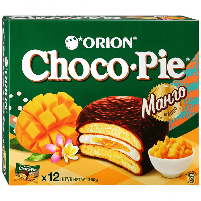 Пирожное Чокопай Orion Choco Pie Манго 12 шт*30 г
