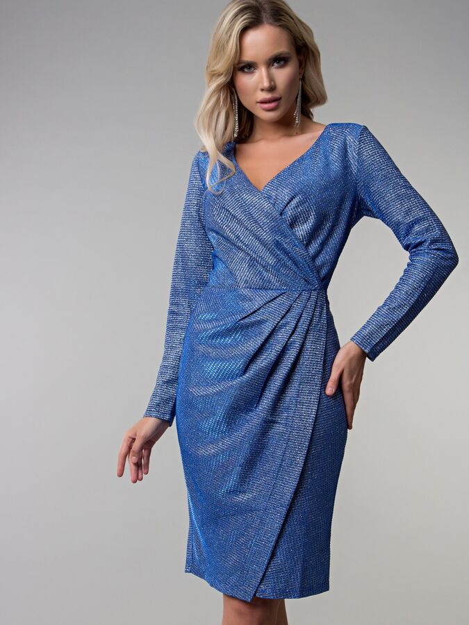 Платье Жаклин люрекс серо-голубой (П-170-4)