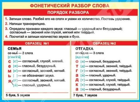 Фонетический разбор слова | Карточки-шпаргалки/плакаты. Школьные ...