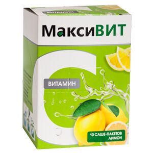 Мёд и конфитюр Витамин С растворимый МаксиВИТ, лимон 10 саше по 16 гр.