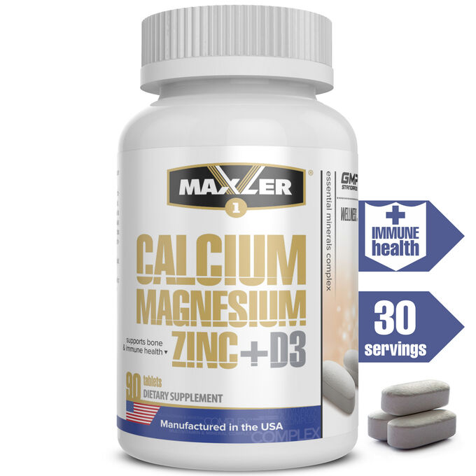 Кальций цинк магний D3 Calcium Zinc Magnesium+D3 Maxler 90 таб.
