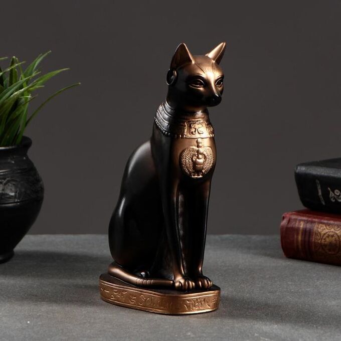 Фигура &quot;Кошка египетская&quot; 19х11см, бронза мраморная крошка