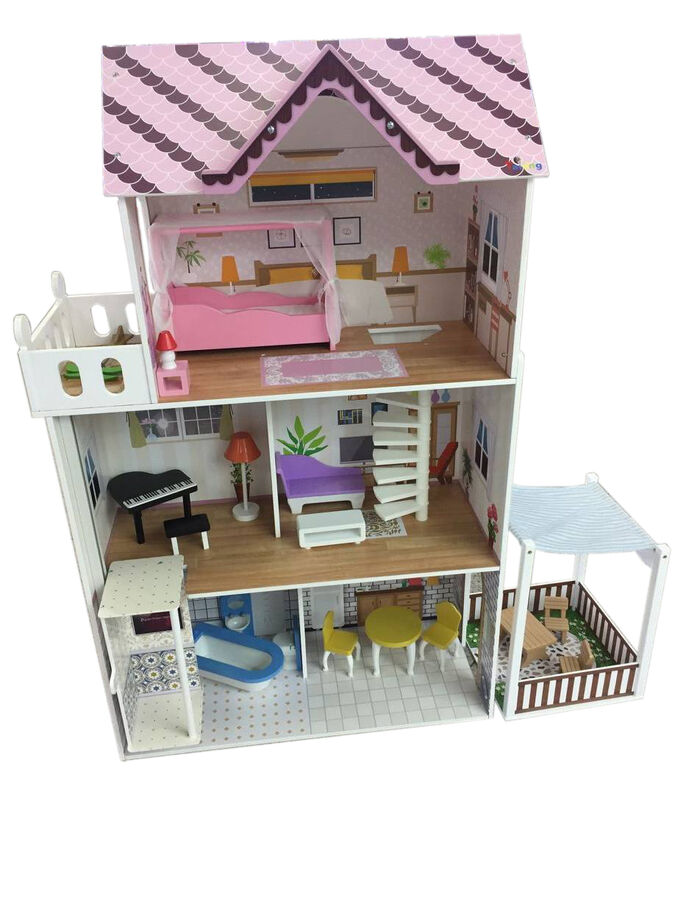 Деревянные игрушки: Кукольный дом 3 этажа ТХ1195 (1/1) (разм.130*35*136см)