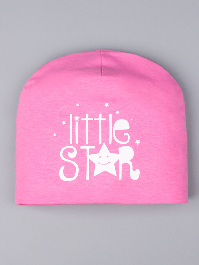 Русбубон Шапка детская трикотажная откидная для девочки little star, розовый