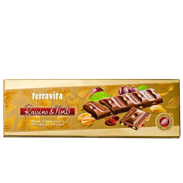 Шоколад TERRAVITA молочный с изюмом и арахисом 225 г