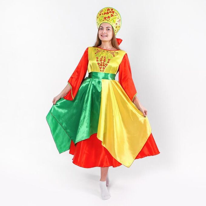 Карнавальный костюм «Лето», платье, кокошник, р. 42-44