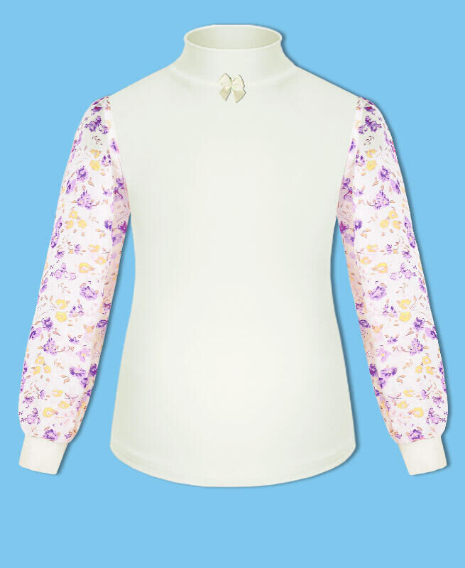 Радуга дети Молочная школьная водолазка (блузка) для девочки Цвет: молочный