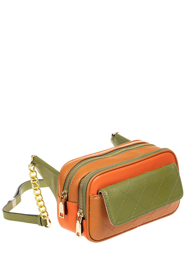 Женская сумка кросс-боди, оранжевый с зеленым