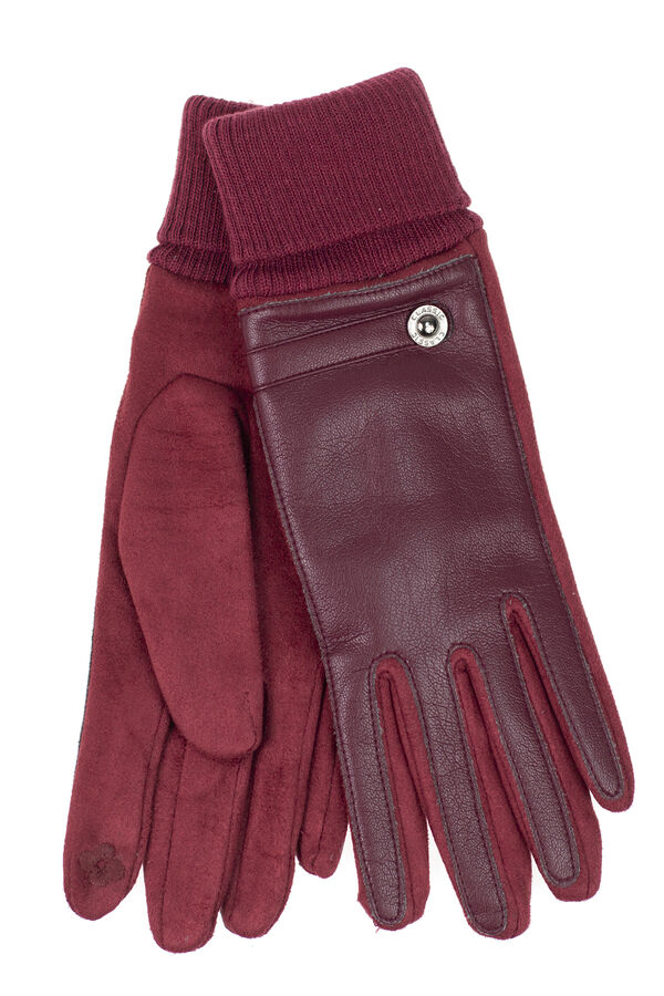 Кожаные женские перчатки на флисе, цвет бордо