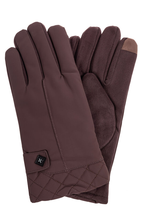 Утепленные перчатки мужские со стёганой манжетой, цвет коричневый
