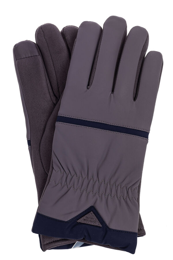 Утепленные перчатки мужские со вставками, цвет серый