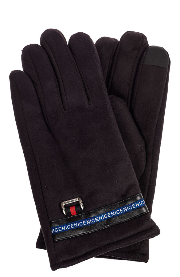 Утепленные перчатки мужские из велюра, цвет черный