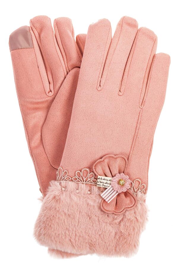 Перчатки женские из велюра, цвет розовый