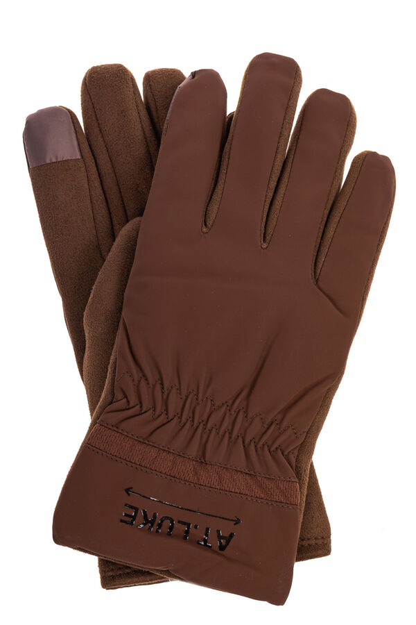 Greta Утепленные мужские перчатки с надписью, цвет коричневый