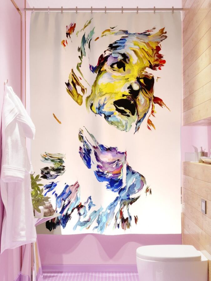 Фотоштора для ванной Красочный женский портрет