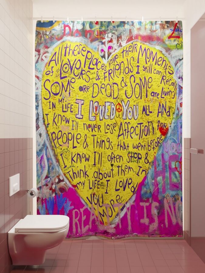 Фотоштора для ванной Граффити на стене