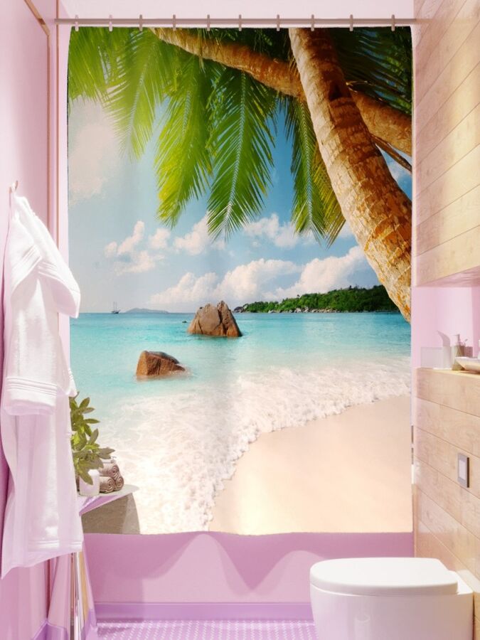 Фотоштора для ванной Жаркий пляж