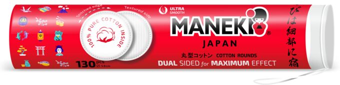 Диски ватные двустор. косметические &quot;Maneki&quot; RED, с неткан. поверх., с пресс-линией, 130 шт./упак