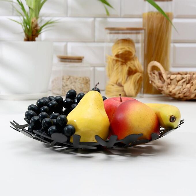 СИМА-ЛЕНД Блюдо для фруктов «Приборы», 29*29*4 см, цвет чёрный