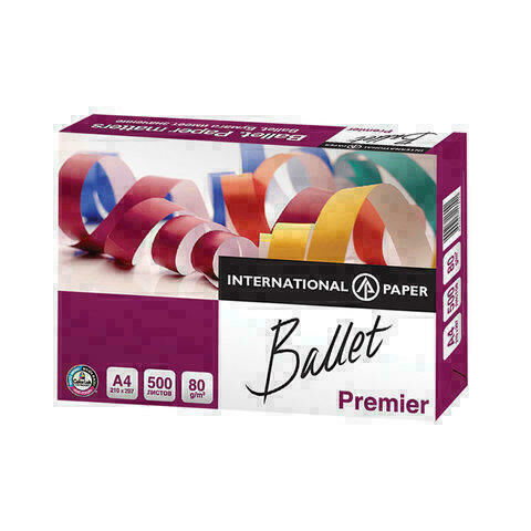 Бумага офисная BALLET PREMIER, А4, 80 г/м2, 500 л., марка А, ColorLok, International Paper, белизна 162%