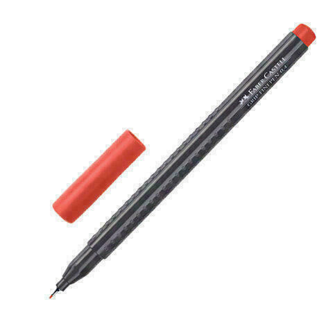 Ручка капиллярная (линер) FABER-CASTELL &quot;Grip Finepen&quot;, КРАСНАЯ, трехгранная, корпус черный, 0,4 мм, 151621