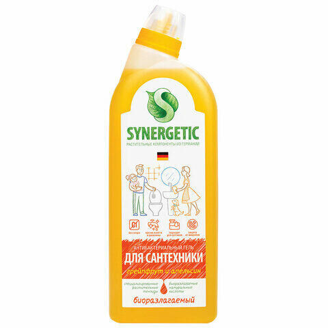 Средство для уборки туалета антибактериальное 700 мл SYNERGETIC &quot;Грейпфрут и апельсин&quot;, 104070