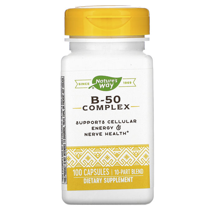 Nature&#039;s Way, комплекс витаминов B50, 100 капсул