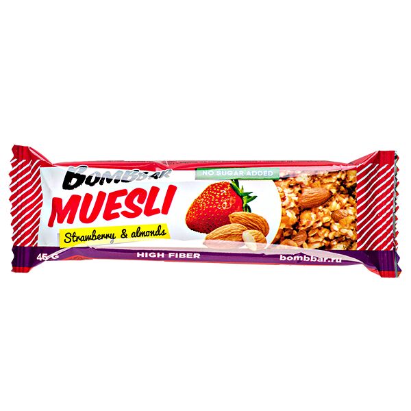 Батончик Bombbar MUESLI Strawberry&amp;Almonds 45 г