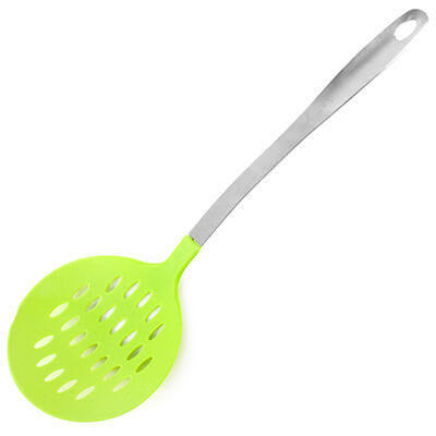 Шумовка пластмассовая для тефлоновой посуды &quot;Оливия&quot; нержавеющая ручка 38см (Китай)