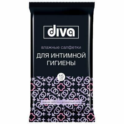 Салфетки влажные для интимной гигиены &quot;Diva&quot; 15шт/упак, с эк