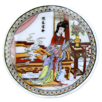 Магнит фарфоровый &quot;Тарелка с китайскими мотивами&quot; д5,5см h1см, цвета микс (Китай)
