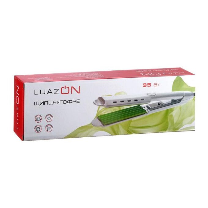 Щипцы-гофре LuazON LW-12, 35 Вт, керамическое покрытие, 40х110 мм, 210 °C, белые