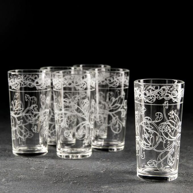 Набор стаканов GiDGLASS «Флора», 230 мл, с гравировкой, 6 шт