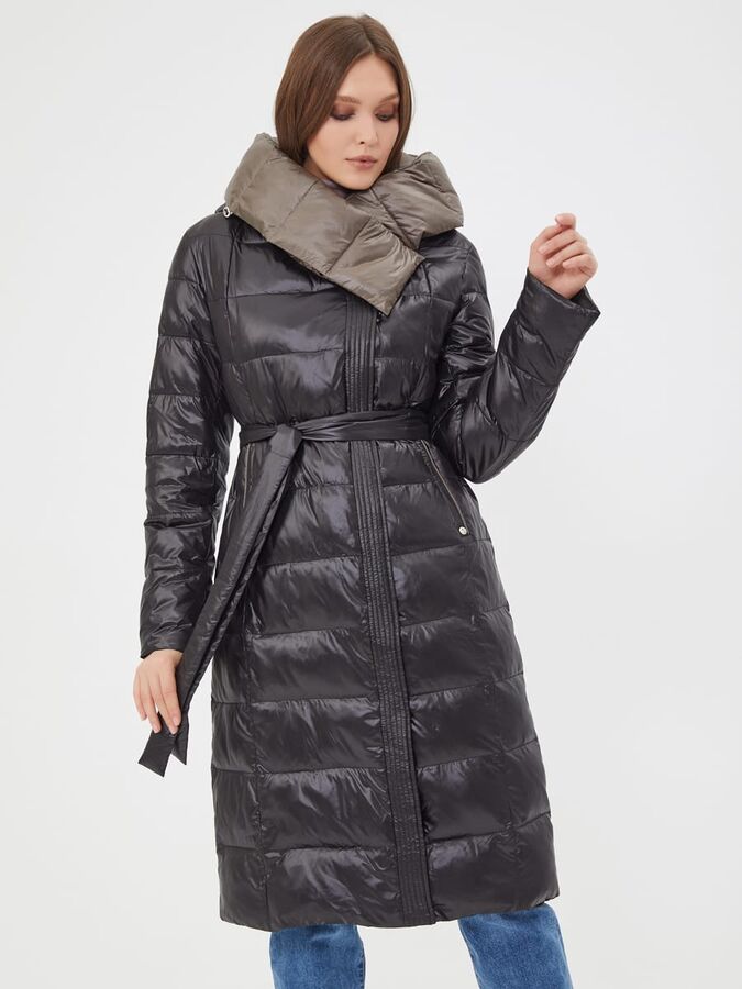 Italian style Пуховик с поясом цвет &quot;black&quot;