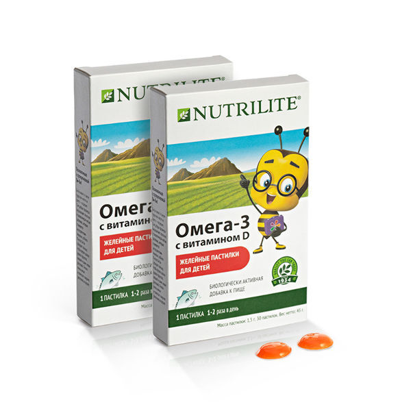 Amway Месячный запас NUTRILITE™ Омега-3 с витамином D в форме детских желейных пастилок