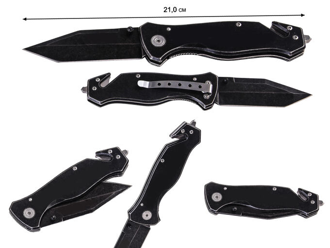 Складной аварийно-спасательный нож - лучший тактический нож со стропорезом, стеклобоем и клипсой для крепления №735