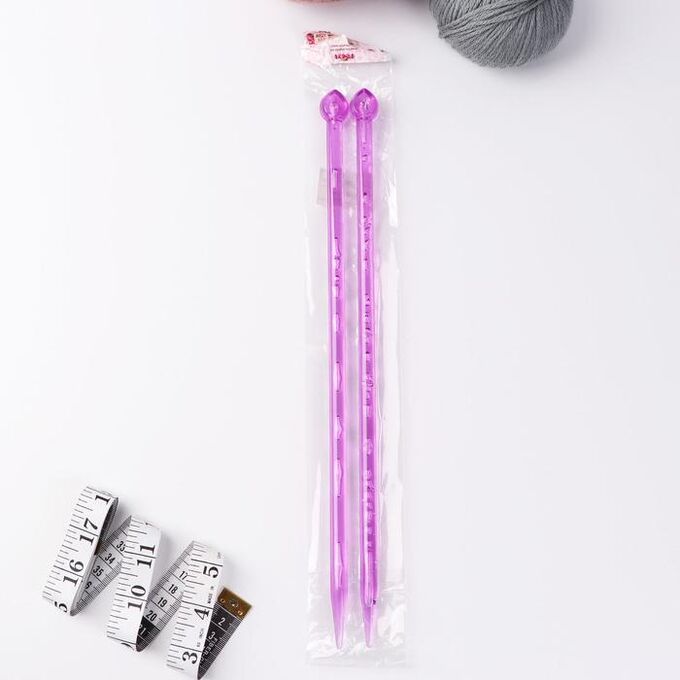 Спицы для вязания, прямые, d = 10 мм, 35 см, 2 шт, цвет МИКС