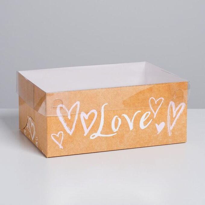 Коробка под 6 куличей &quot;Love&quot; 16 х 23 х 10 см.