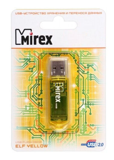 USB карта памяти 64ГБ Mirex Elf Yellow (13600-FMUYEL64)