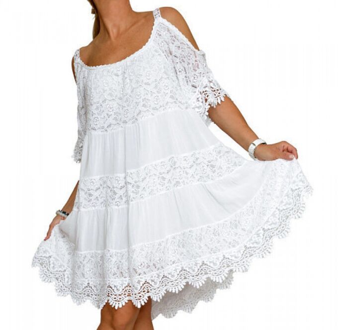Летнее белое платье для полных
