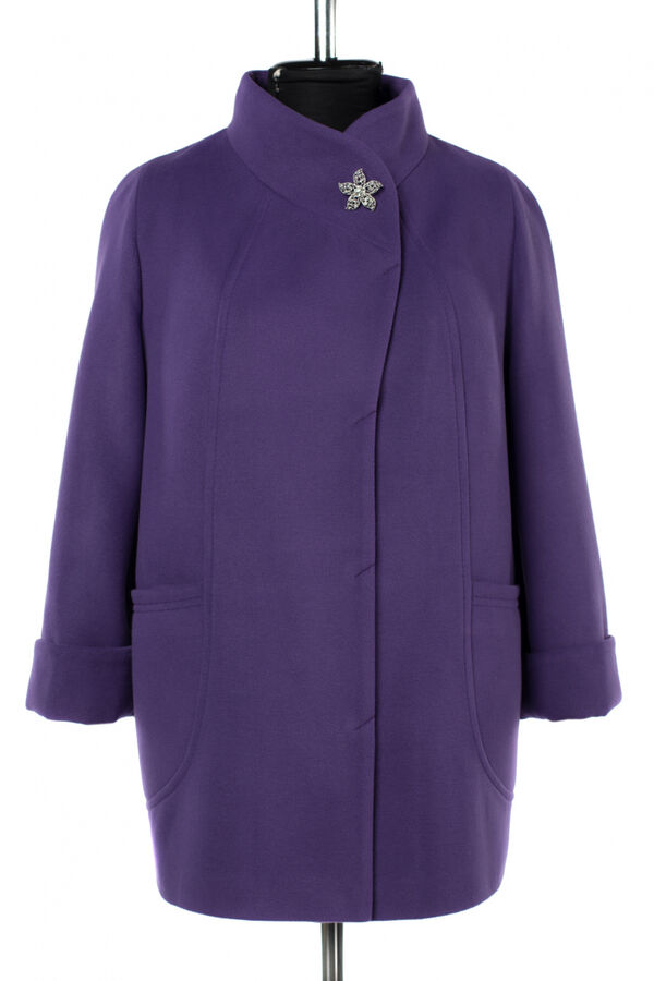 01-10246 Пальто женское демисезонное Пальтовая ткань фиолетовый