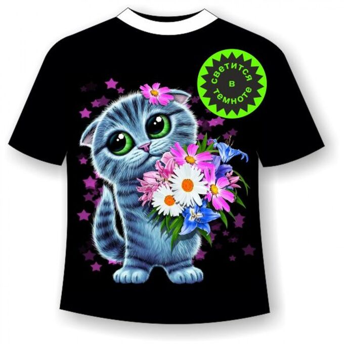 Мир Маек Детская футболка Котенок с цветами 1141