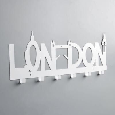 Вешалка интерьерная настенная на 6 крючков «Лондон», цвет белый